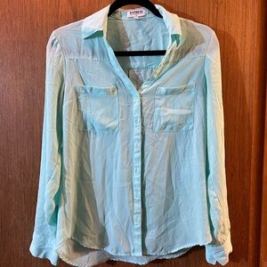 Sheer Teal Button Up Shirt